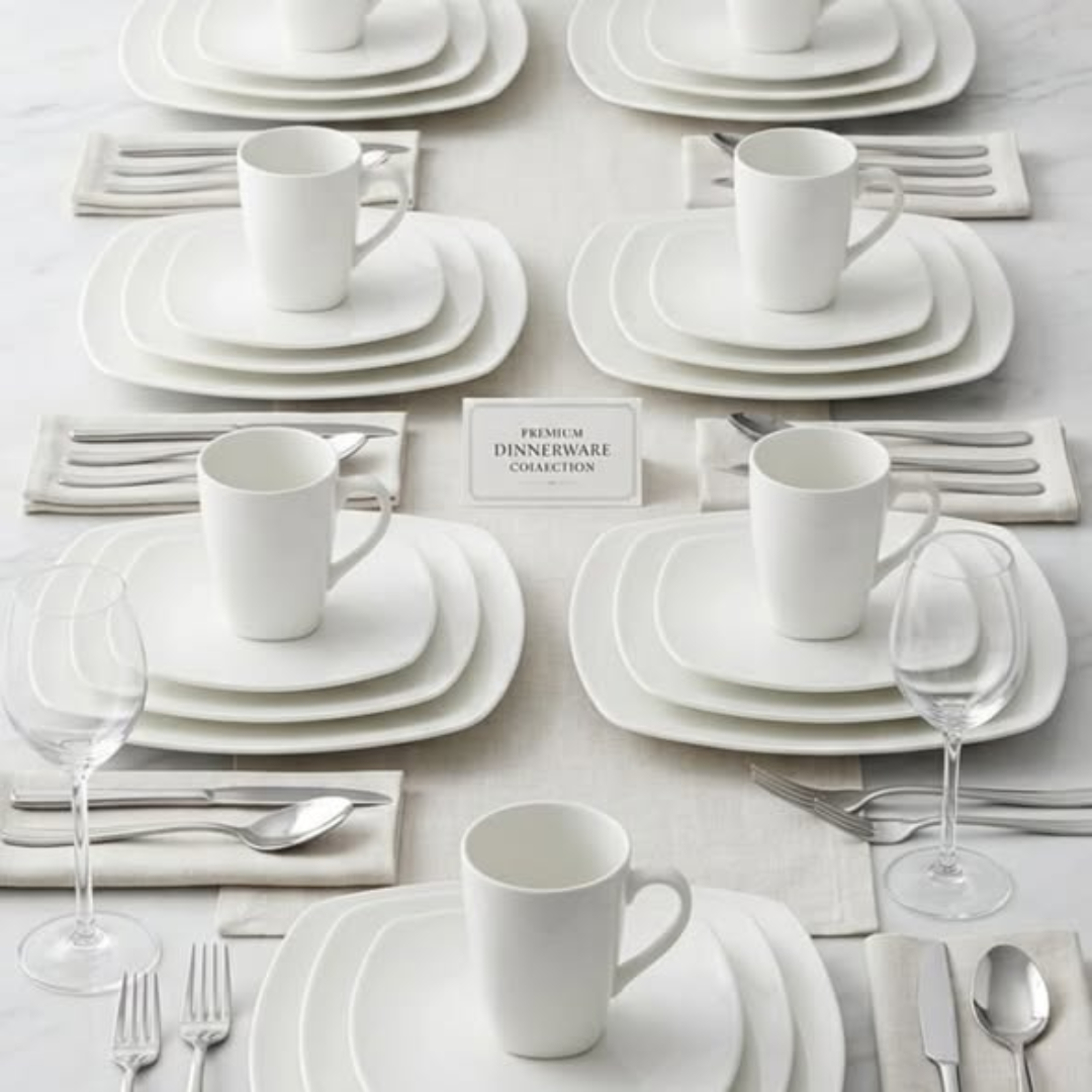 24pc square plain dinner plate