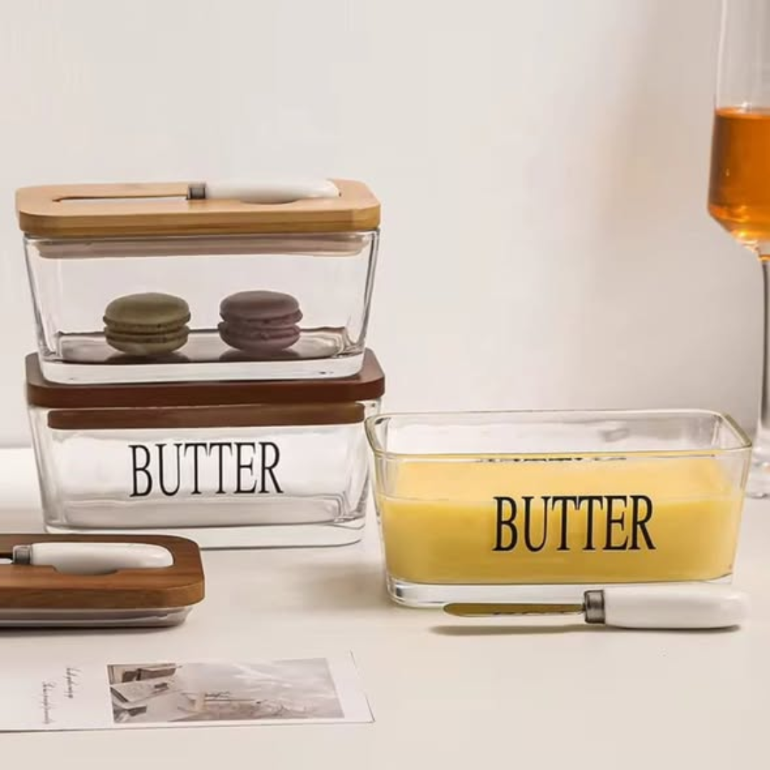 Glass butter dish