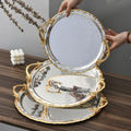 3pcs Round Gold-Plated Serving Tray Set