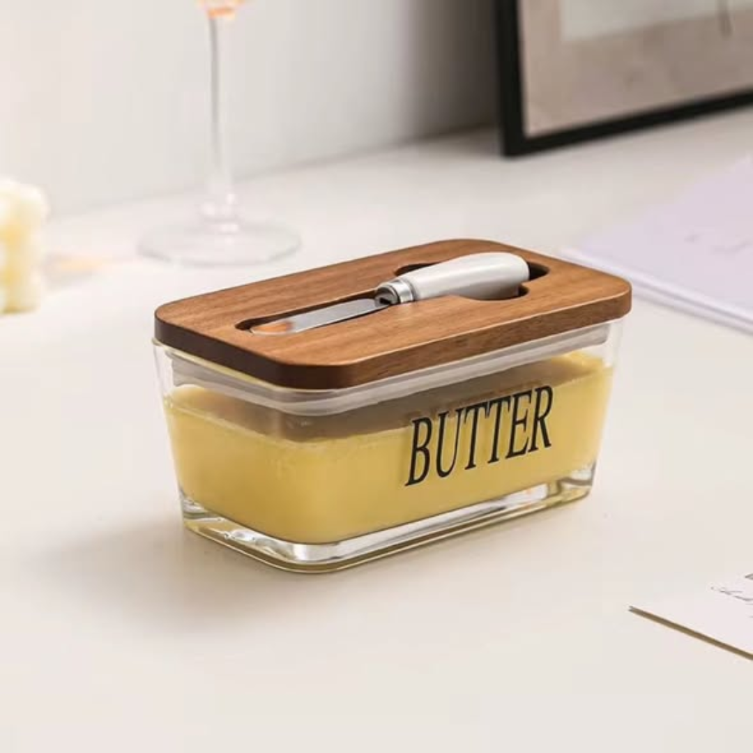 Glass butter dish