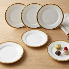 Gold ring dessert side plate