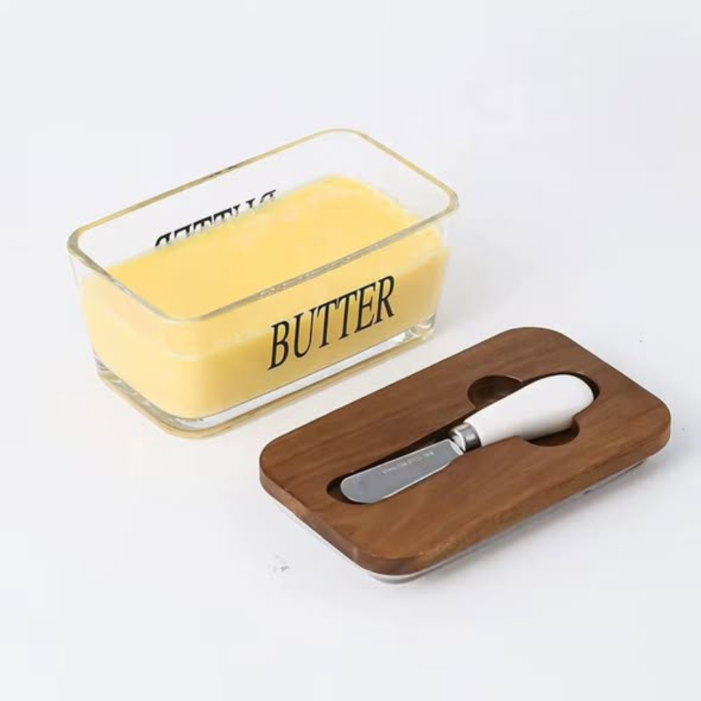 Glass butter dish