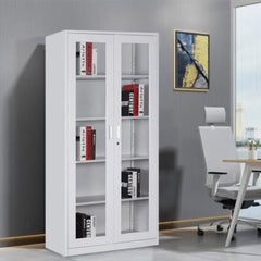 Metallic Office Cabinet in Full Glass Doors