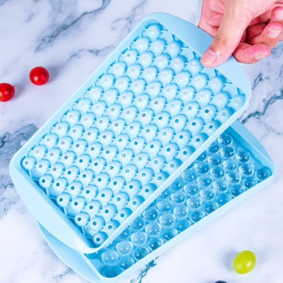 104 grid mini round ice cube tray mold with lid