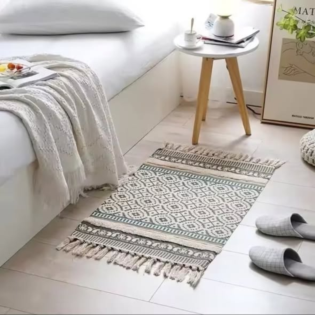 Boho Handmade Rug with Tassels