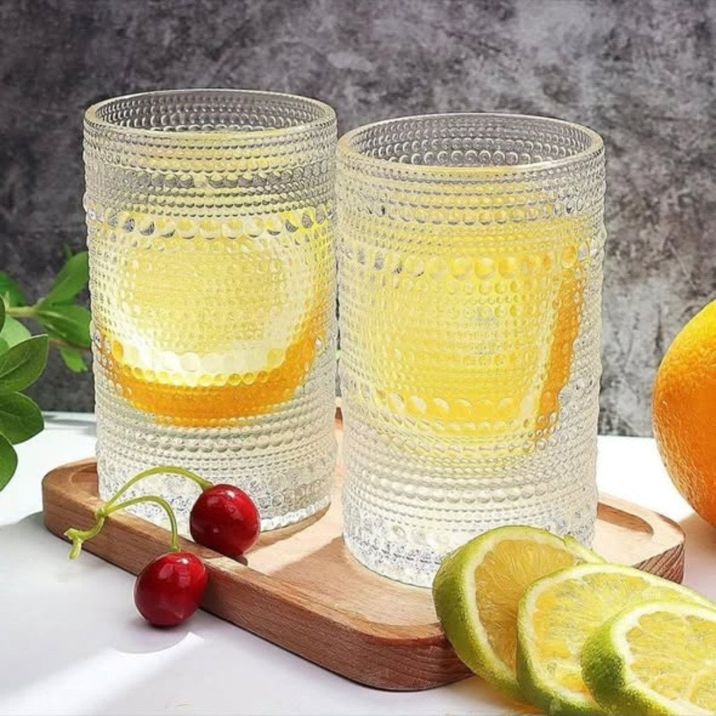 High borosilicate embossed water/juice glasses