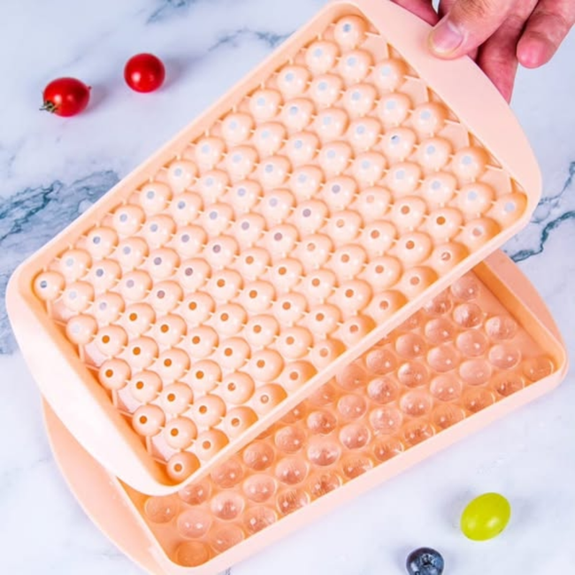 104 grid mini round ice cube tray mold with lid