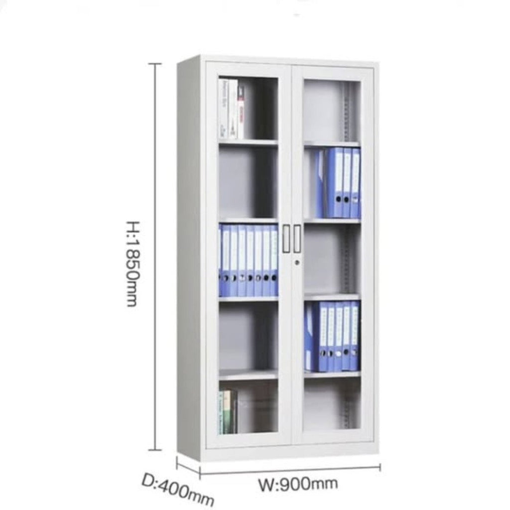 Metallic Office Cabinet in Full Glass Doors