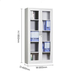 Metallic Office Cabinet in Full Glass Doors