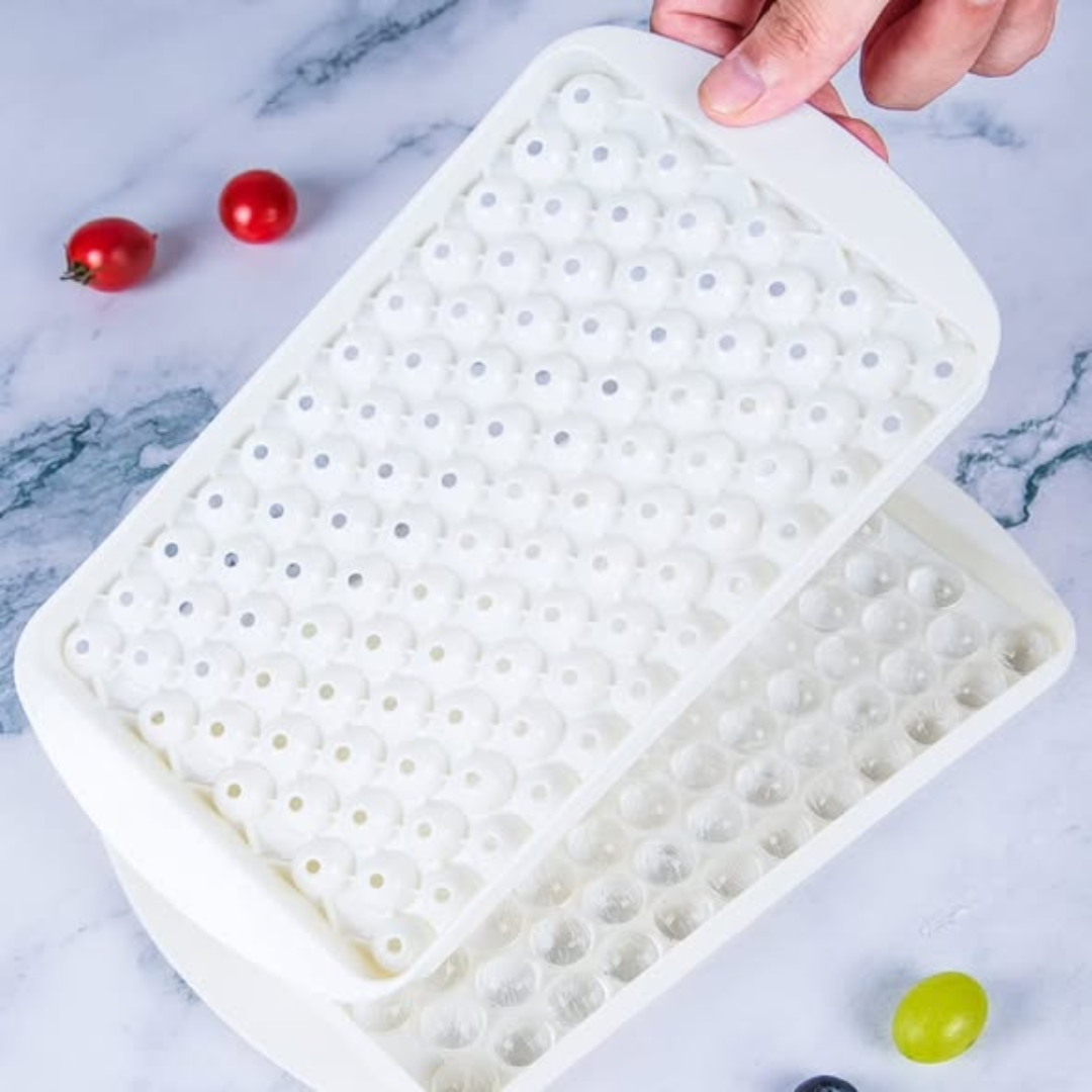 104 grid mini round ice cube tray mold with lid