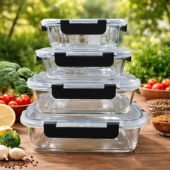 4 Pcs Glass Food Container Set