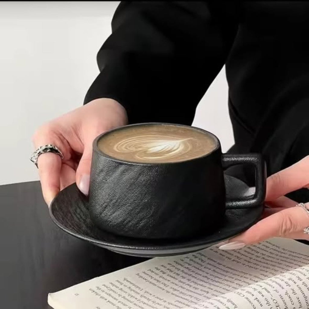European textured Matte ceramic Cappuccino coffee cup set