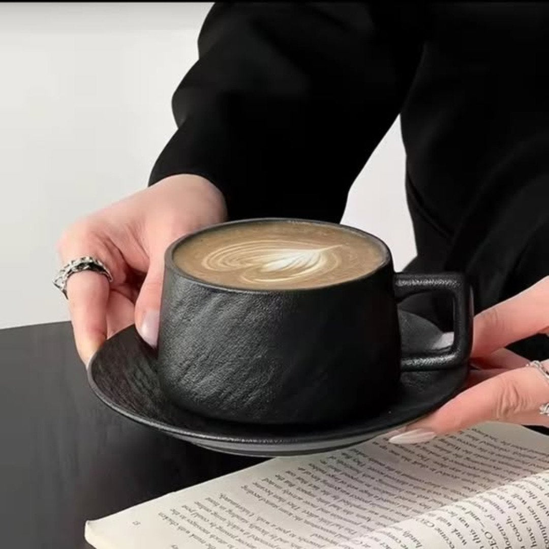 European textured Matte ceramic Cappuccino coffee cup set