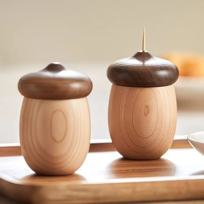 Walnut Cotton Swab / Toothpick Holder