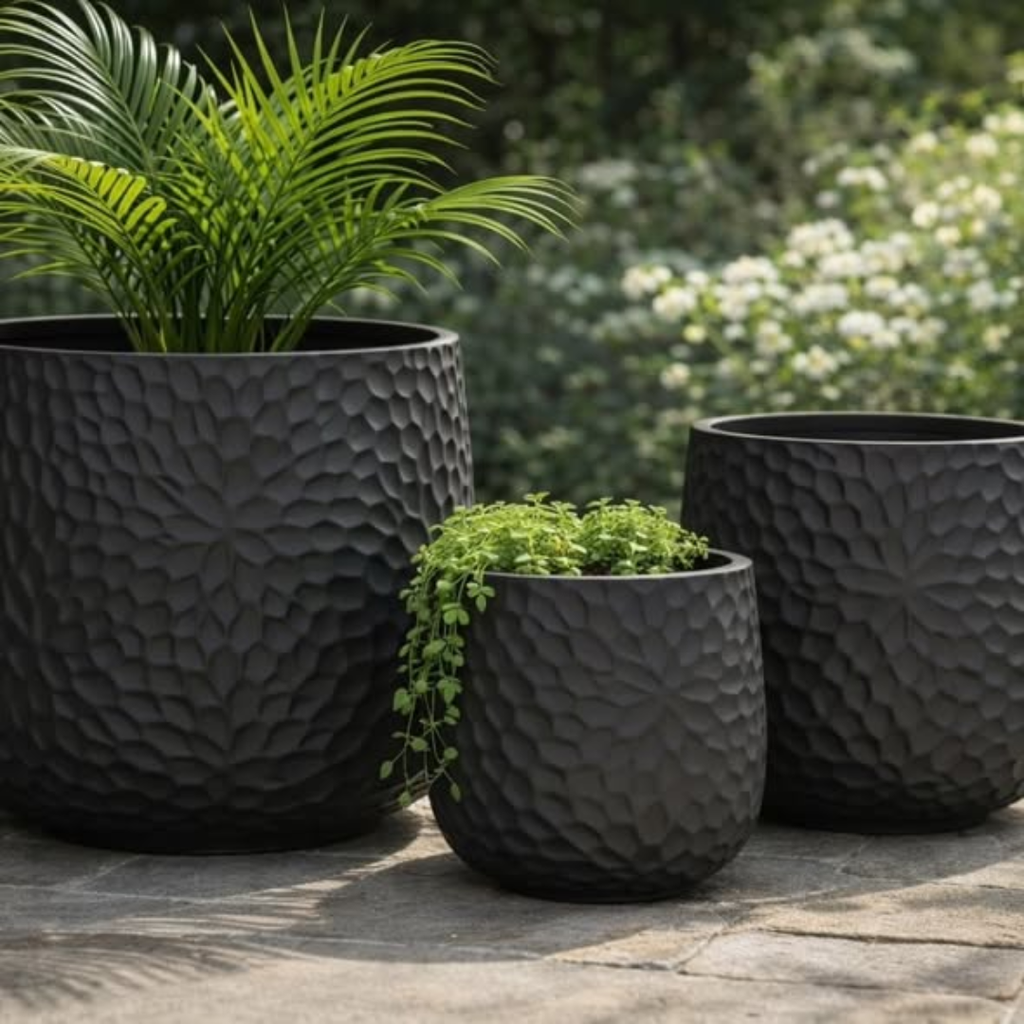 3-Piece Premium Concrete Planter Set