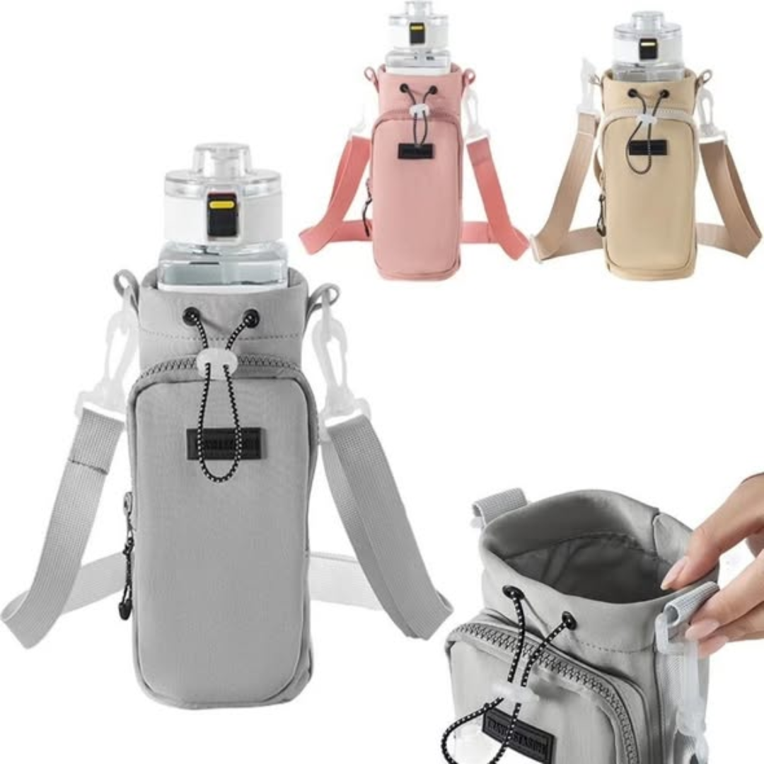 Drawstring Bag Water Bottle Holder with Strap