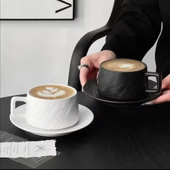 European textured Matte ceramic Cappuccino coffee cup set