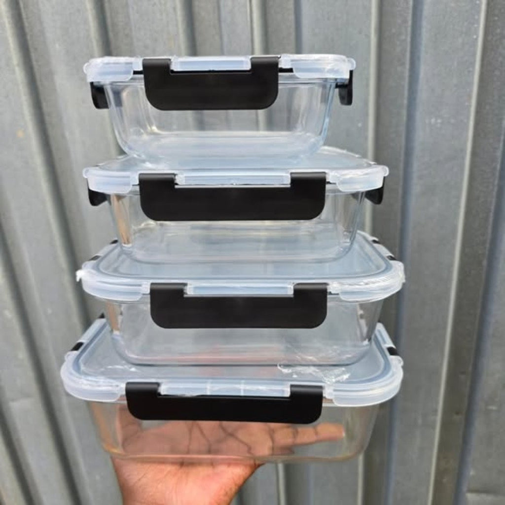 4 Pcs Glass Food Container Set
