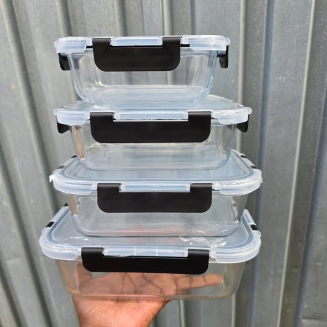 4 Pcs Glass Food Container Set