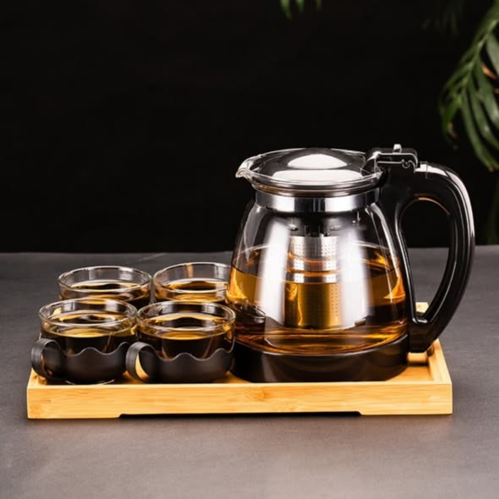 5pc Transparent Heat Resistance Glass Infuser Tea set