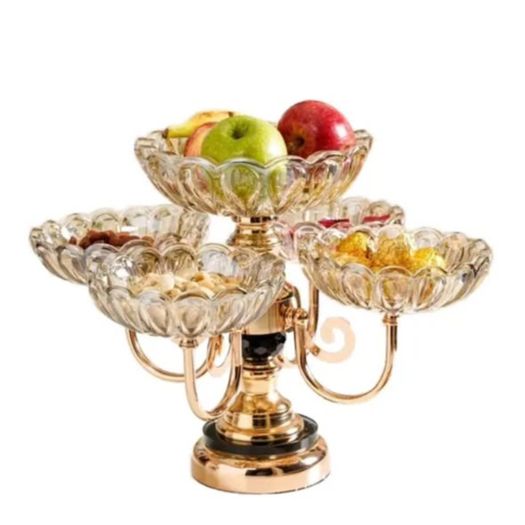 Crystal glass With metal stand fruit plate