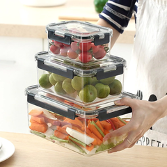 3pcs Large Rectangular Acrylic Lock Storage Containers