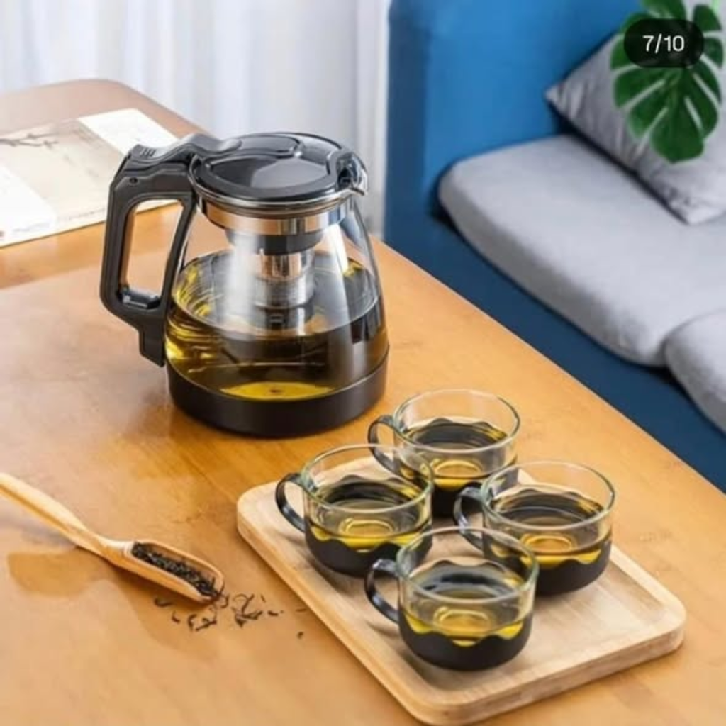 5pc Transparent Heat Resistance Glass Infuser Tea set