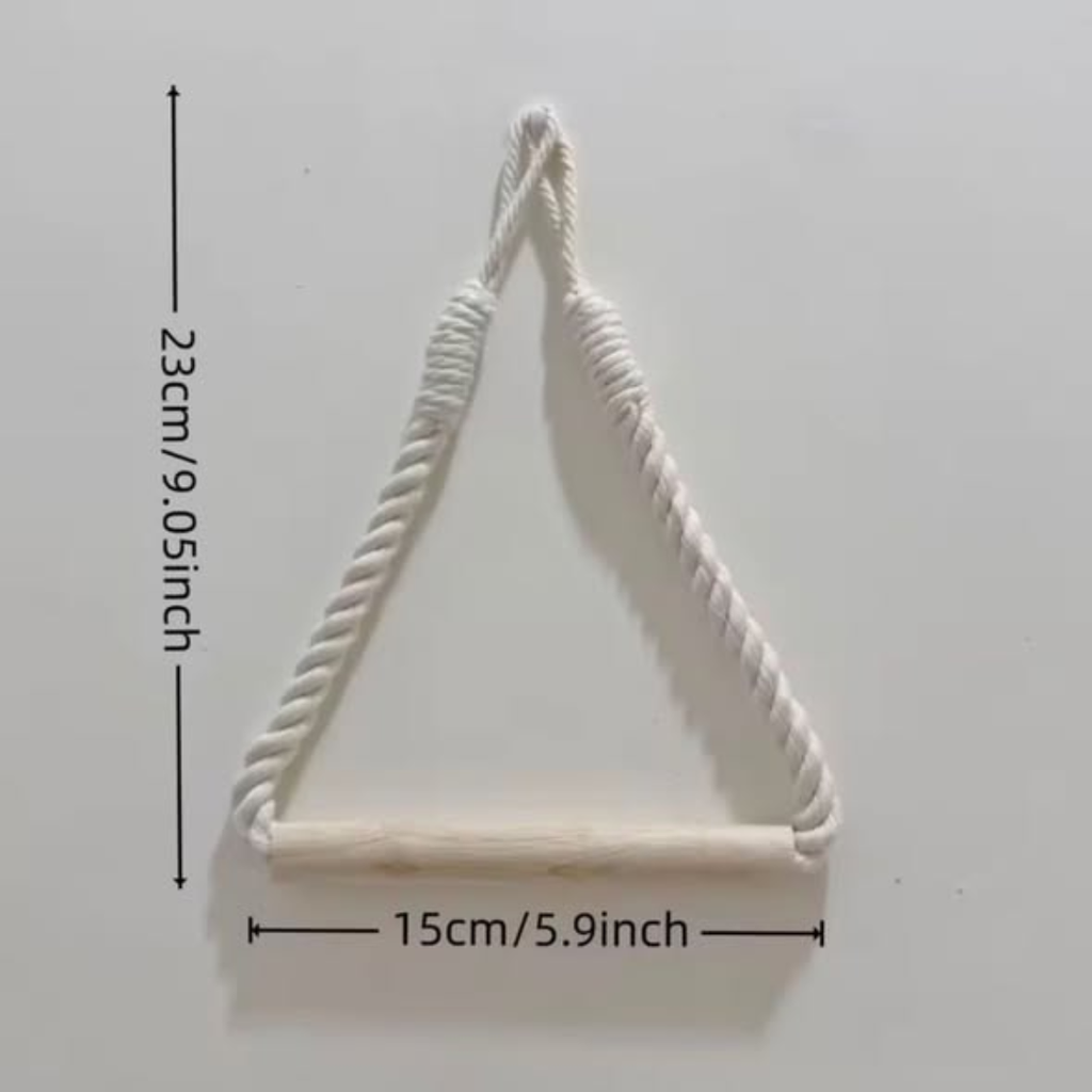 White Cotton Rope and Wooden Rod Paper Holder