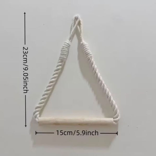 White Cotton Rope and Wooden Rod Paper Holder