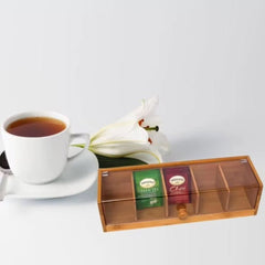 5 Slot Bamboo teabag organizer