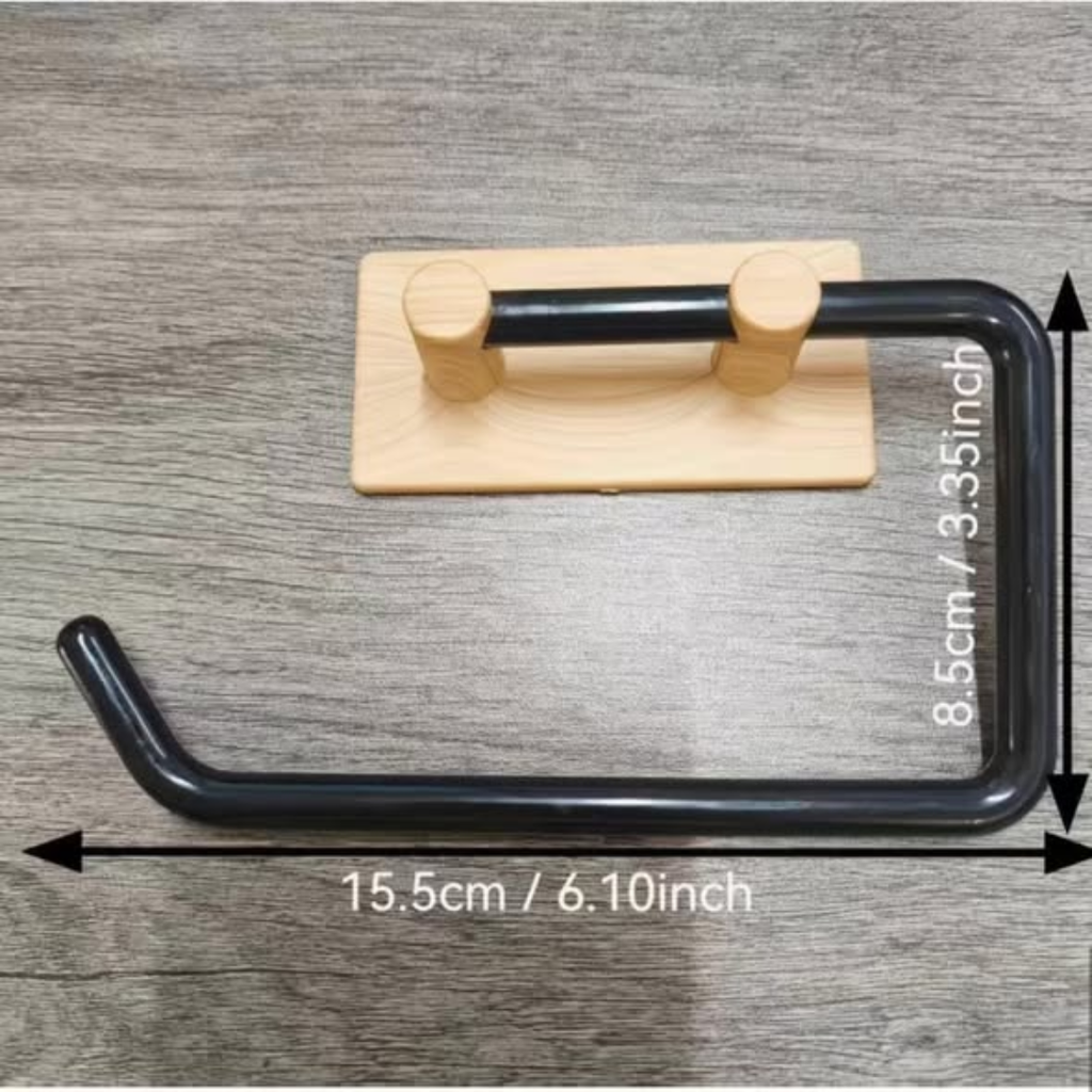 Wood Grain No-Drill Toilet Paper Holder