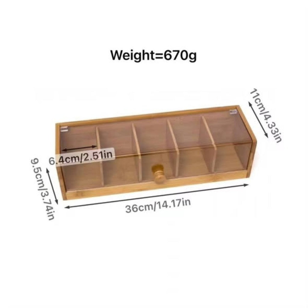 5 Slot Bamboo teabag organizer