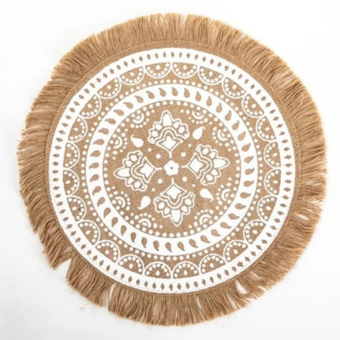 6 pc Boho Style Jute Table Place Mats
