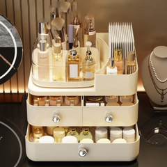 Cosmetic organizer rack with rotating top