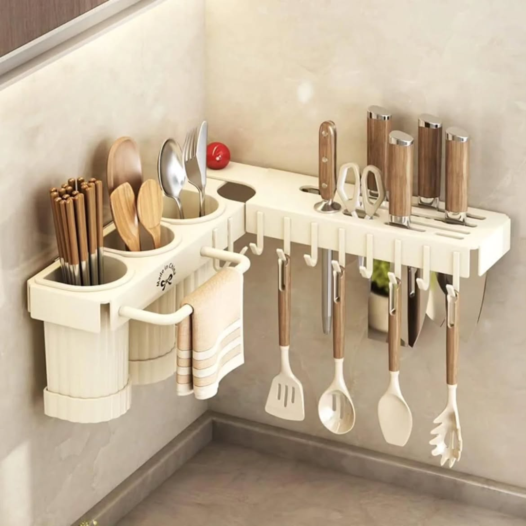 Multifunctional Wall-Mounted Cutlery Storage Rack