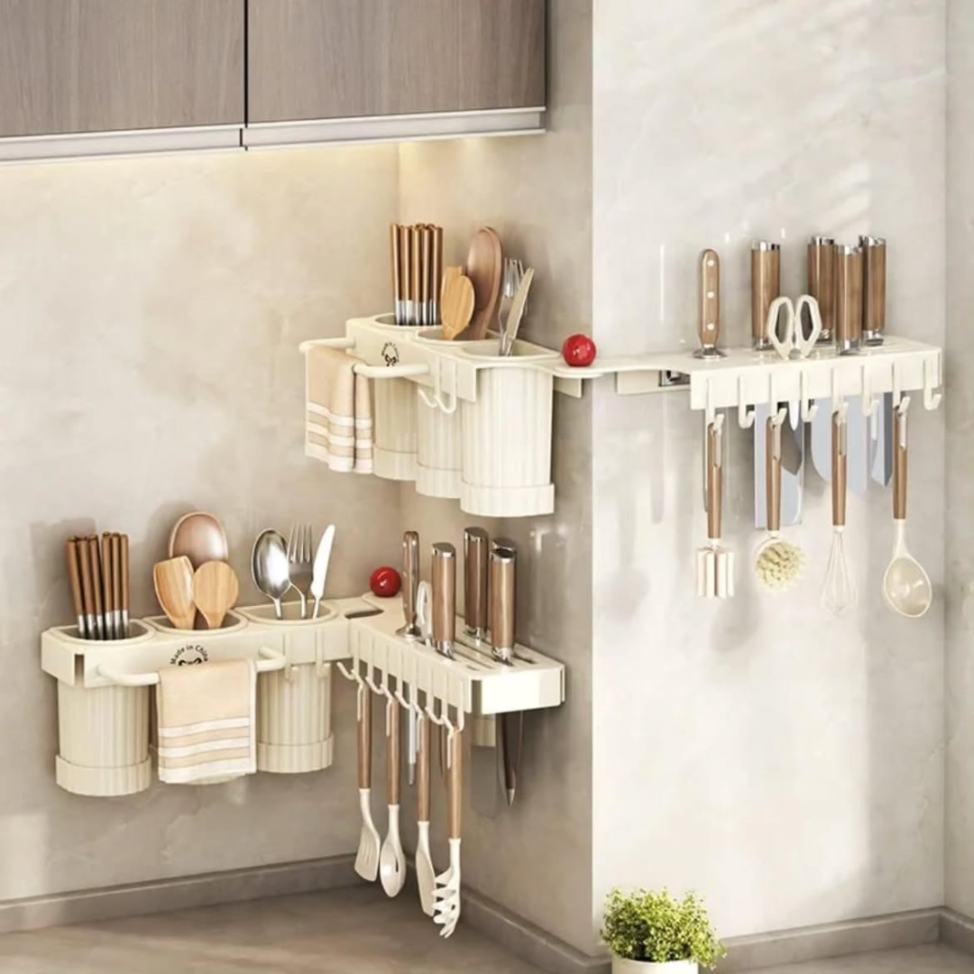 Multifunctional Wall-Mounted Cutlery Storage Rack