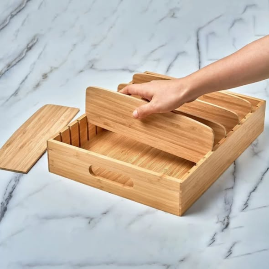 Bamboo adjustable lid organizer