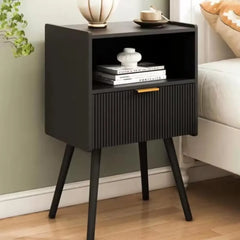 Black Bedside Table With Storage Drawer