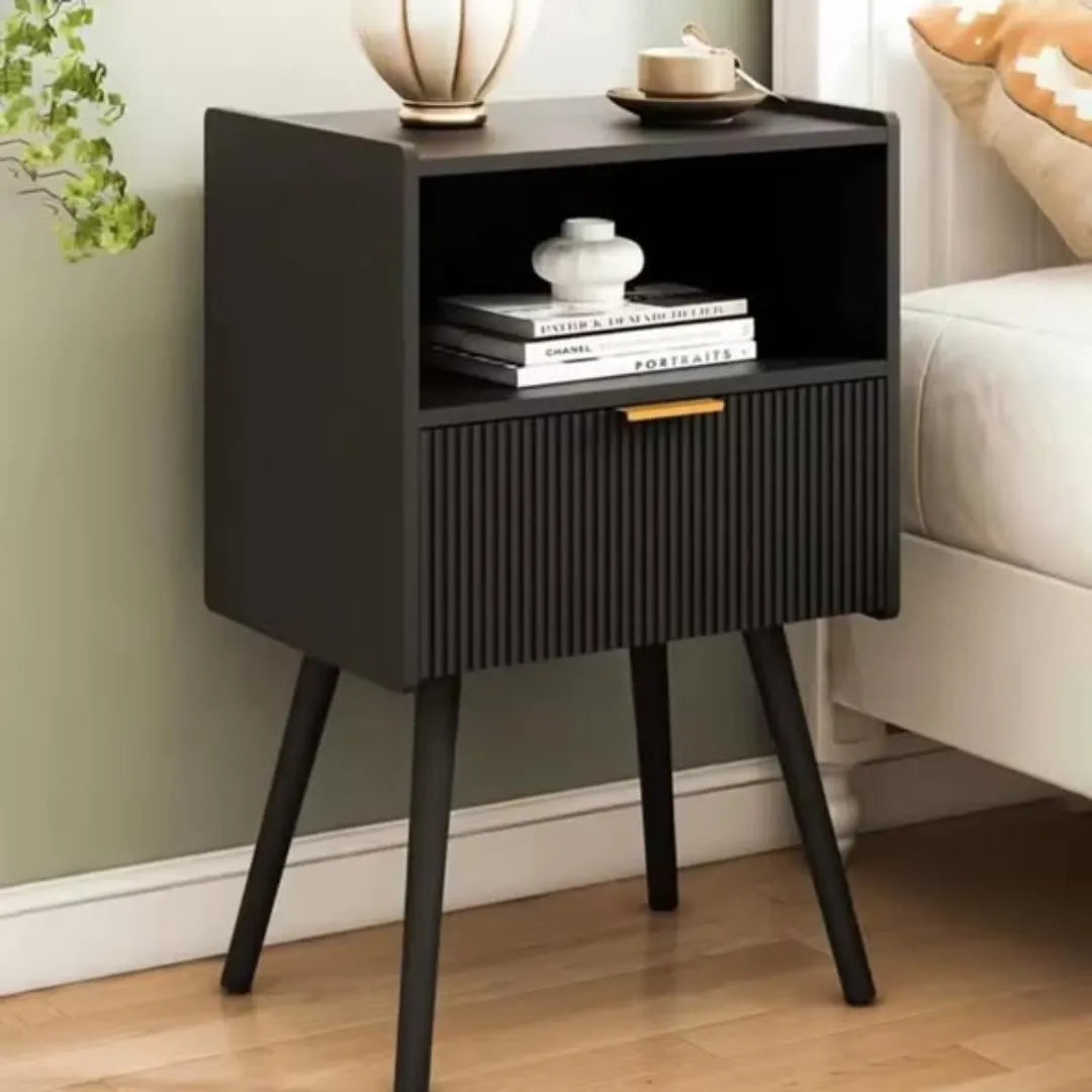 Black Bedside Table With Storage Drawer