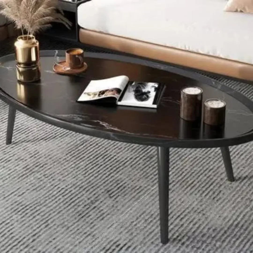 Black Oval Wooden Coffee Table