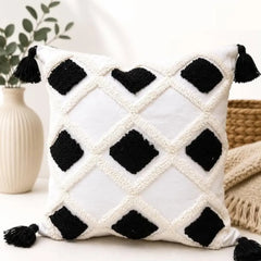 Boho Vintage Tufted Throw Pillow Covers With Tassels