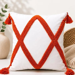 Boho Vintage Tufted Throw Pillow Covers With Tassels