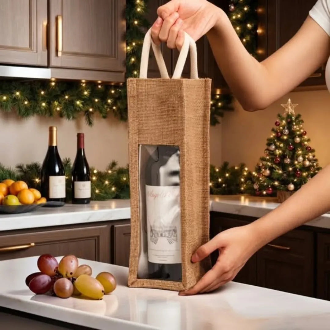 Christmas Jute Rope Wine Bottle Bags