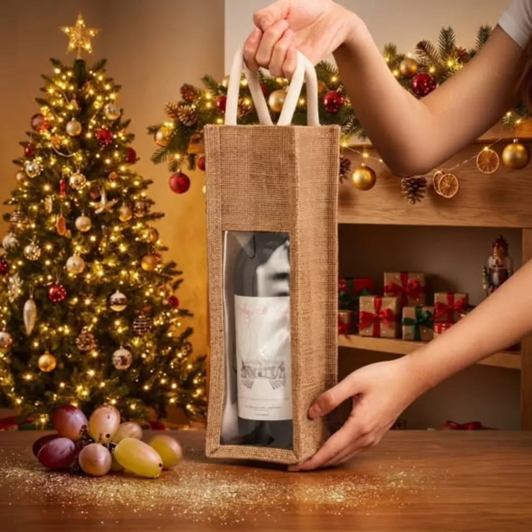 Christmas Jute Rope Wine Bottle Bags