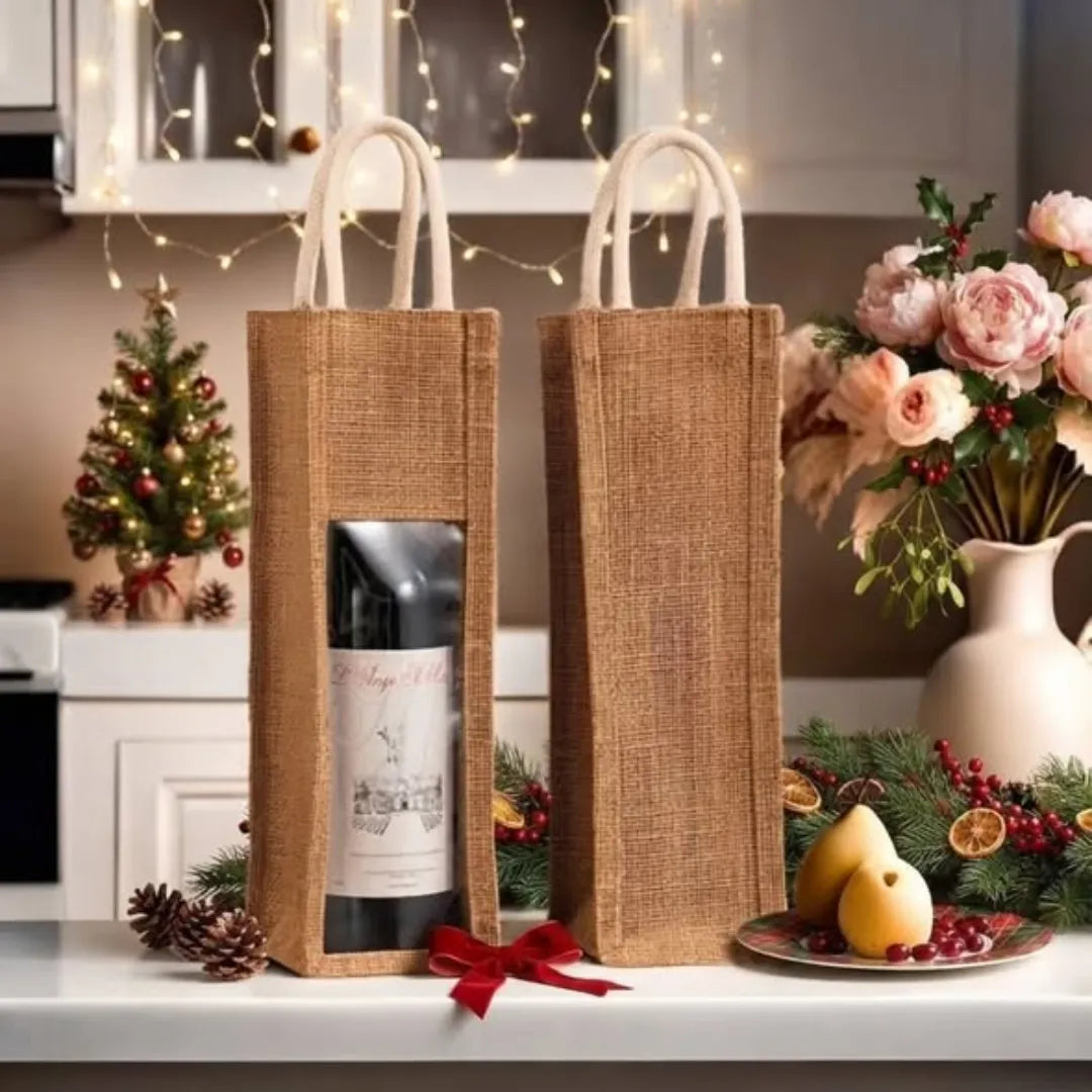 Christmas Jute Rope Wine Bottle Bags