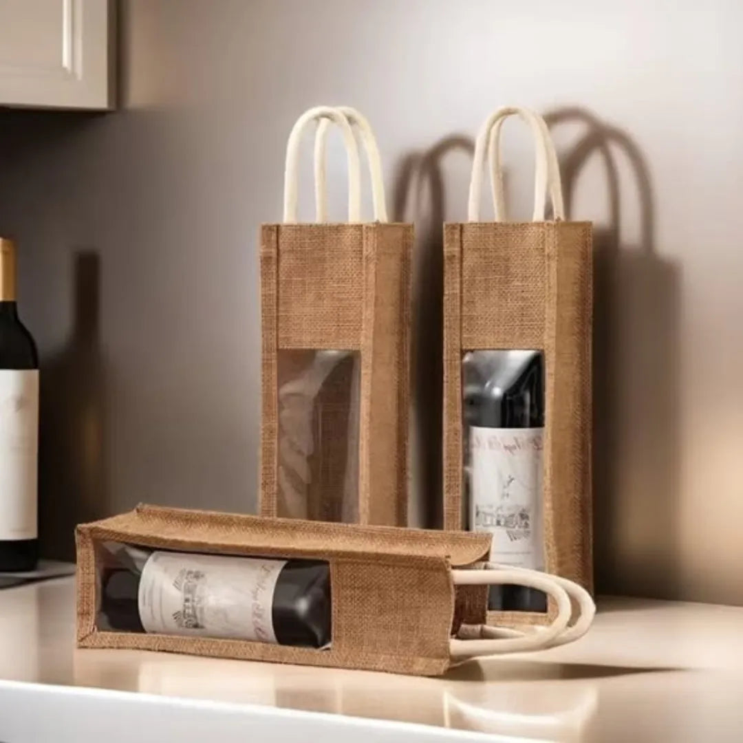 Christmas Jute Rope Wine Bottle Bags
