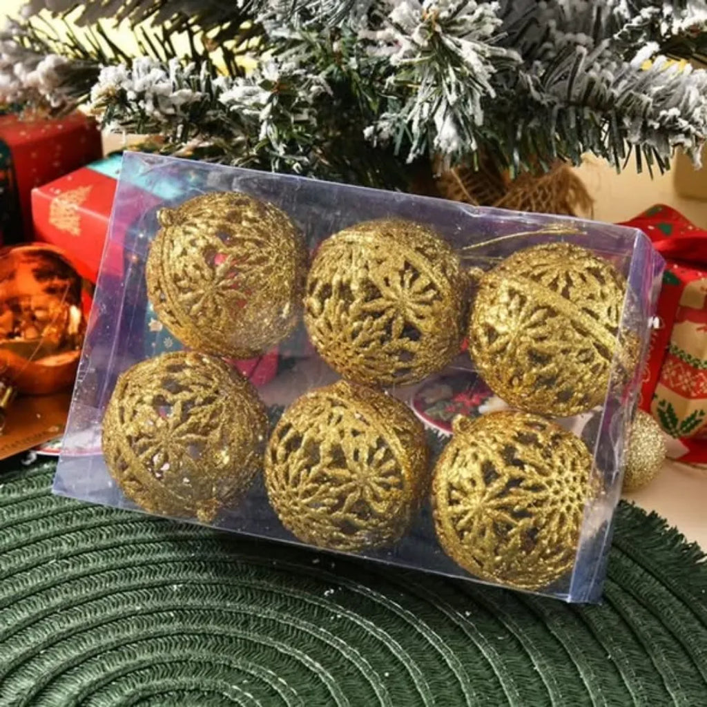 Gold 6Pcs 6CM Christmas Balls
