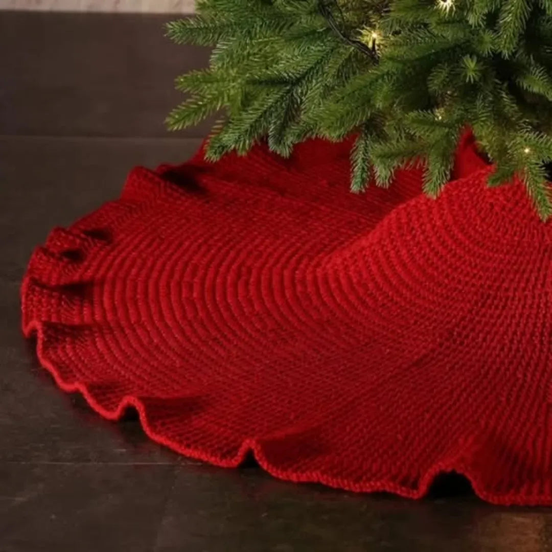 Knitted Ruffled Christmas Tree Skirt