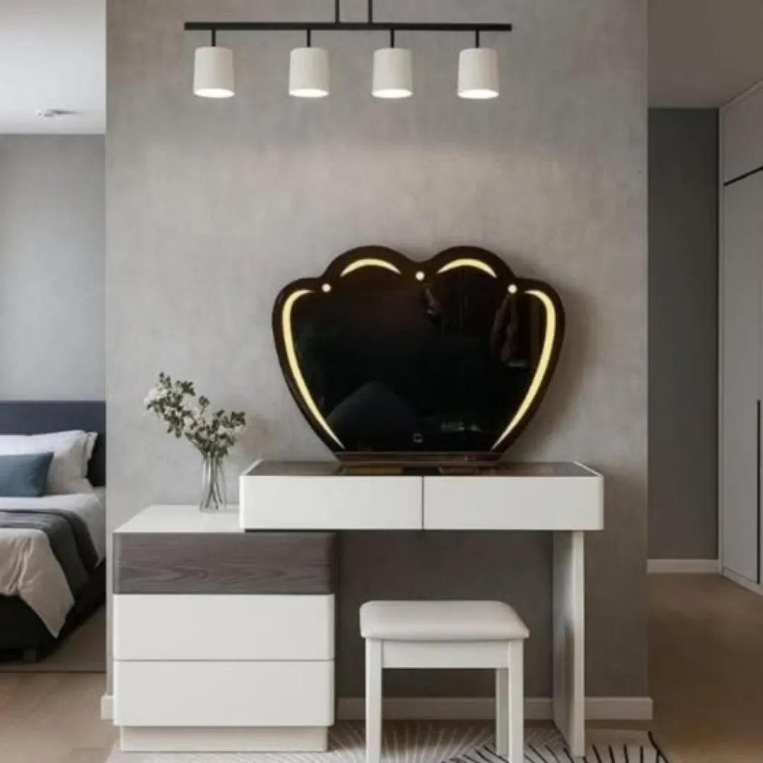 Led Dressing Table with Heart-Shaped Mirror