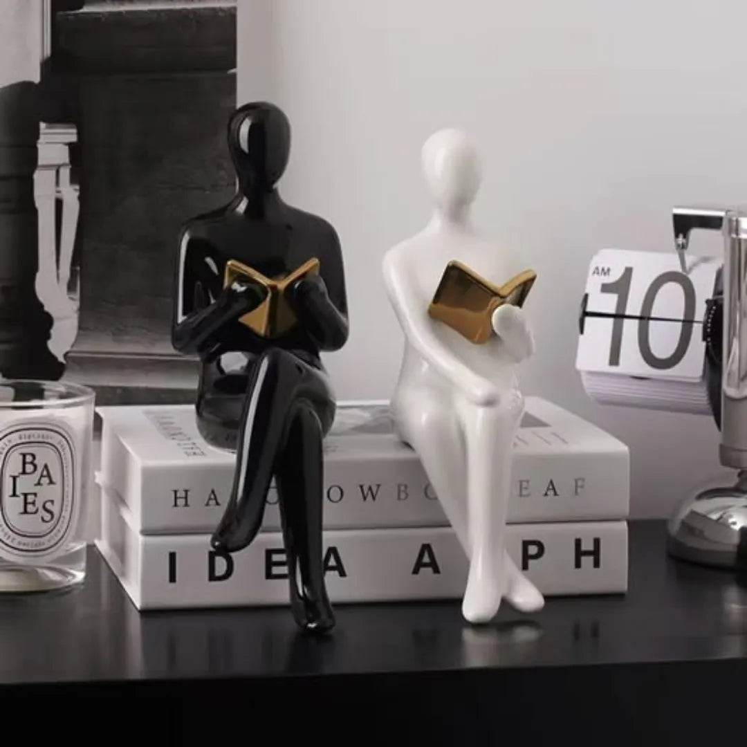 Minimalist Reader Bookend Sculptures